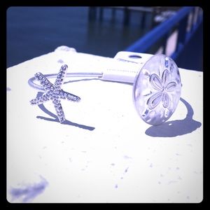 Sea life cuff bracelet silver tone